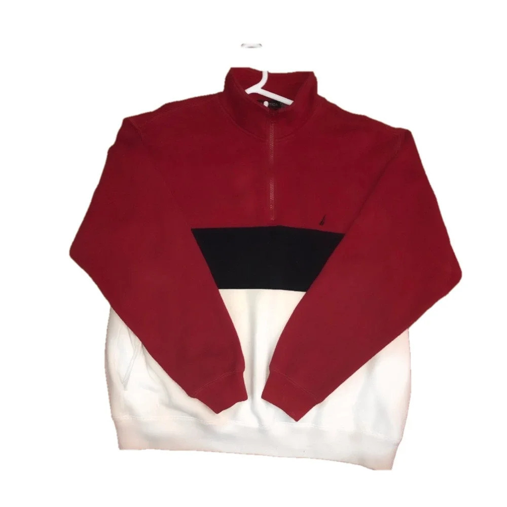 Men’s Nautical Sweatshirt - Size Large - Red & Black - good looking design